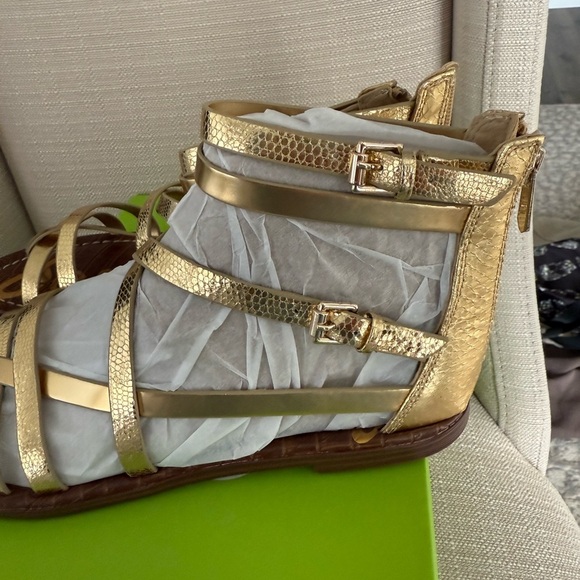 NWT Sam Edelman Gold Metallic Strappy Thing Gibbs Sandals, 8 - Picture 4 of 6